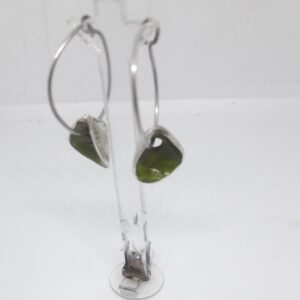 Drop earring  green mustard enamel.